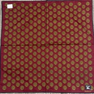 Burberry Burgundy and Gold Patterned Handkerchief